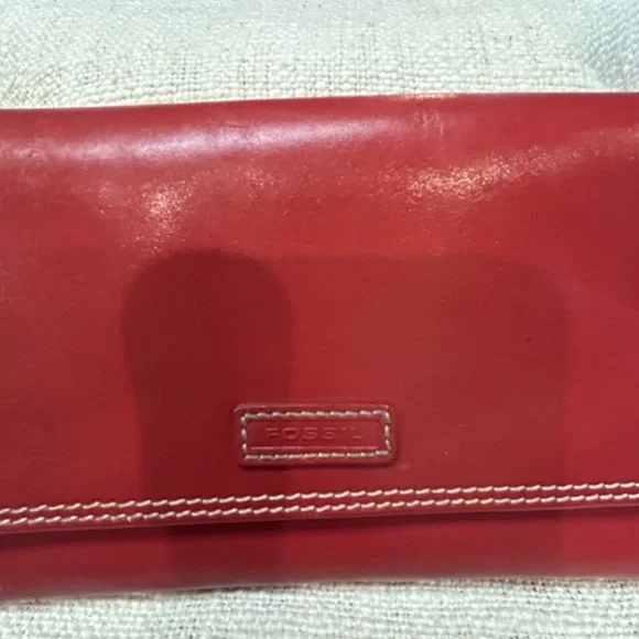 Vintage Fossil Red Leather Travel Jewelry Organizer - Picture 3 of 12